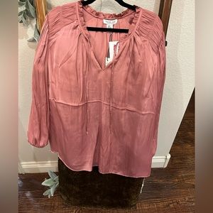 Rachel Zoe Blush rose long sleeve Blouse- 2X and 3X